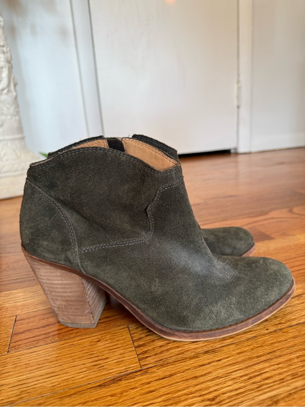 Lucky Brand Olive Green Suede Ankle Booties